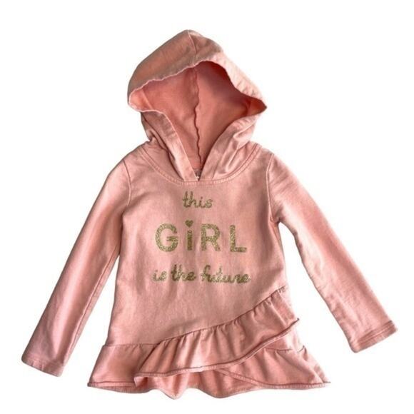 Carter’s Ruffle Hoodie Peach Pink This Girl Is The Future graphic girls Size 2T - Picture 1 of 6